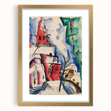 Modern Wall Art: Abstract Church Scene with Bold Colors