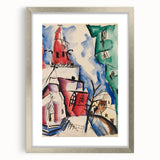 Modern Wall Art: Abstract Church Scene with Bold Colors