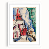 Modern Wall Art: Abstract Church Scene with Bold Colors