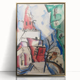 Modern Wall Art: Abstract Church Scene with Bold Colors