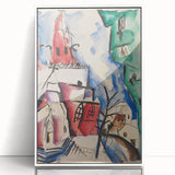 Modern Wall Art: Abstract Church Scene with Bold Colors