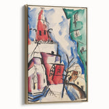 Modern Wall Art: Abstract Church Scene with Bold Colors