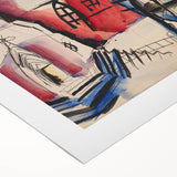 Modern Wall Art: Abstract Church Scene with Bold Colors