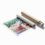 Modern Wall Art: Abstract Church Scene with Bold Colors