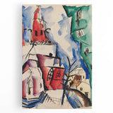 Modern Wall Art: Abstract Church Scene with Bold Colors