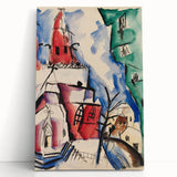 Modern Wall Art: Abstract Church Scene with Bold Colors