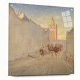 Modern Wall Art: Tranquil Street Scene with Camels in Tunis