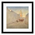 Modern Wall Art: Tranquil Street Scene with Camels in Tunis