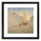 Modern Wall Art: Tranquil Street Scene with Camels in Tunis