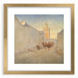 Modern Wall Art: Tranquil Street Scene with Camels in Tunis