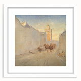 Modern Wall Art: Tranquil Street Scene with Camels in Tunis