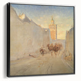 Modern Wall Art: Tranquil Street Scene with Camels in Tunis