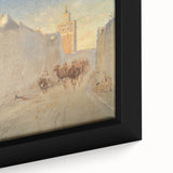 Modern Wall Art: Tranquil Street Scene with Camels in Tunis