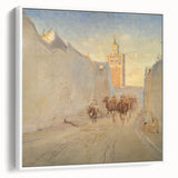 Modern Wall Art: Tranquil Street Scene with Camels in Tunis