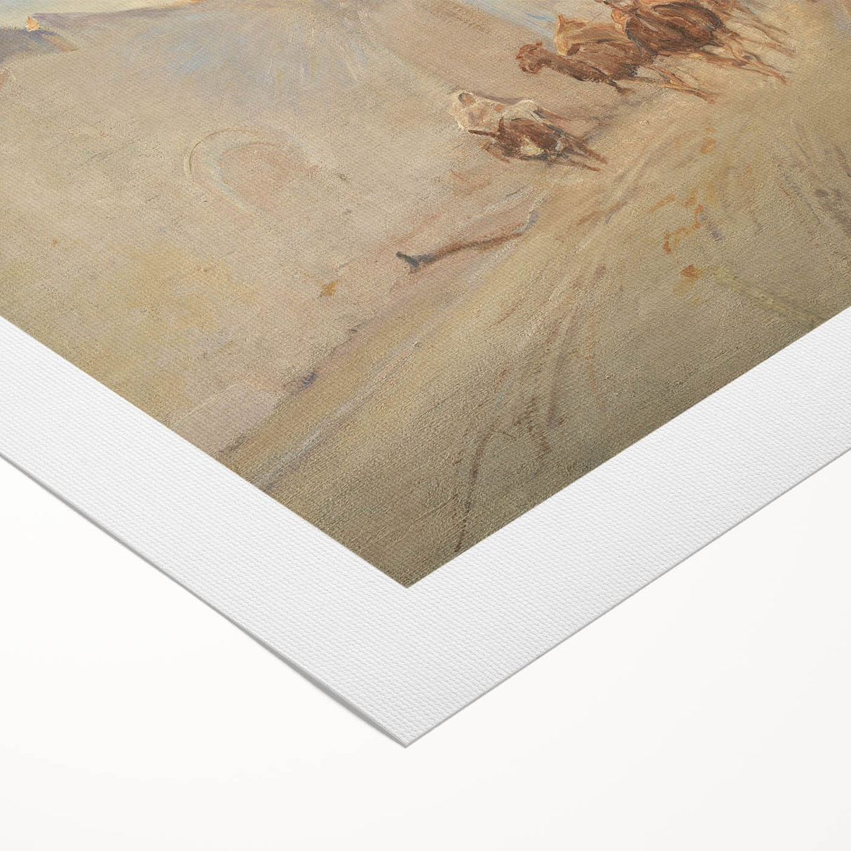 Modern Wall Art: Tranquil Street Scene with Camels in Tunis