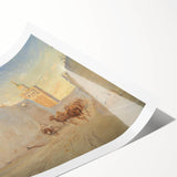 Modern Wall Art: Tranquil Street Scene with Camels in Tunis