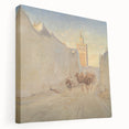 Modern Wall Art: Tranquil Street Scene with Camels in Tunis