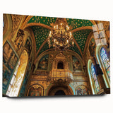 Vibrant acrylic glass artwork depicting a picturesque castle landscape, showcasing intricate details and rich colors, designed for elegant home decor.