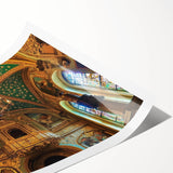 Rolled print showcasing a stunning landscape of a medieval castle amidst lush greenery, featuring vibrant colors and intricate details, perfect for home décor.