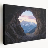 Stretched canvas artwork depicting a serene landscape of caves, showcasing earthy tones and intricate textures, perfect for enhancing home decor and creating a tranquil atmosphere. Ideal for nature lovers seeking unique wall art.