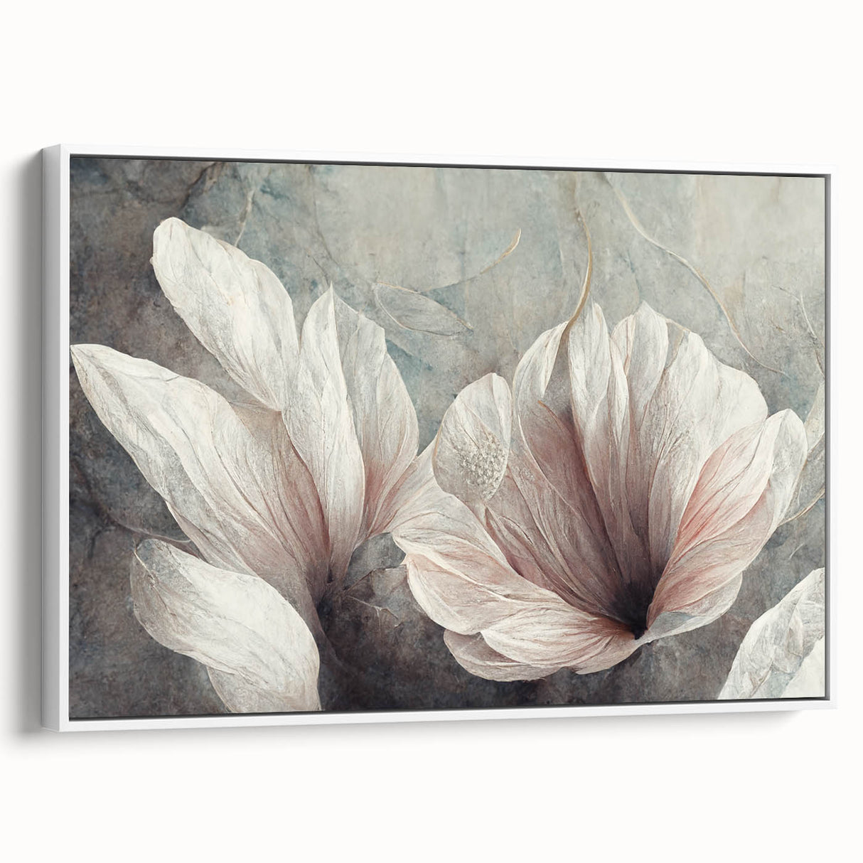 Modern Canvas & Framed Print - Soft Floral Living Room Wall Art