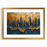 Luxury Skyline Office Wall Art – Gold & Navy Corporate Decor