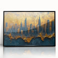 Luxury Skyline Office Wall Art – Gold & Navy Corporate Decor