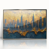 Luxury Skyline Office Wall Art – Gold & Navy Corporate Decor