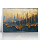 Luxury Skyline Office Wall Art – Gold & Navy Corporate Decor
