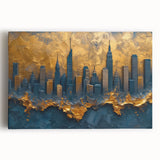 Luxury Skyline Office Wall Art – Gold & Navy Corporate Decor