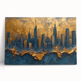 Luxury Skyline Office Wall Art – Gold & Navy Corporate Decor