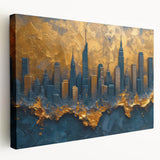 Luxury Skyline Office Wall Art – Gold & Navy Corporate Decor