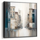 Framed abstract architecture wall art in black, showcasing geometric patterns and a modern aesthetic, perfect for contemporary home decor. Ideal for adding a stylish touch to living spaces or offices.