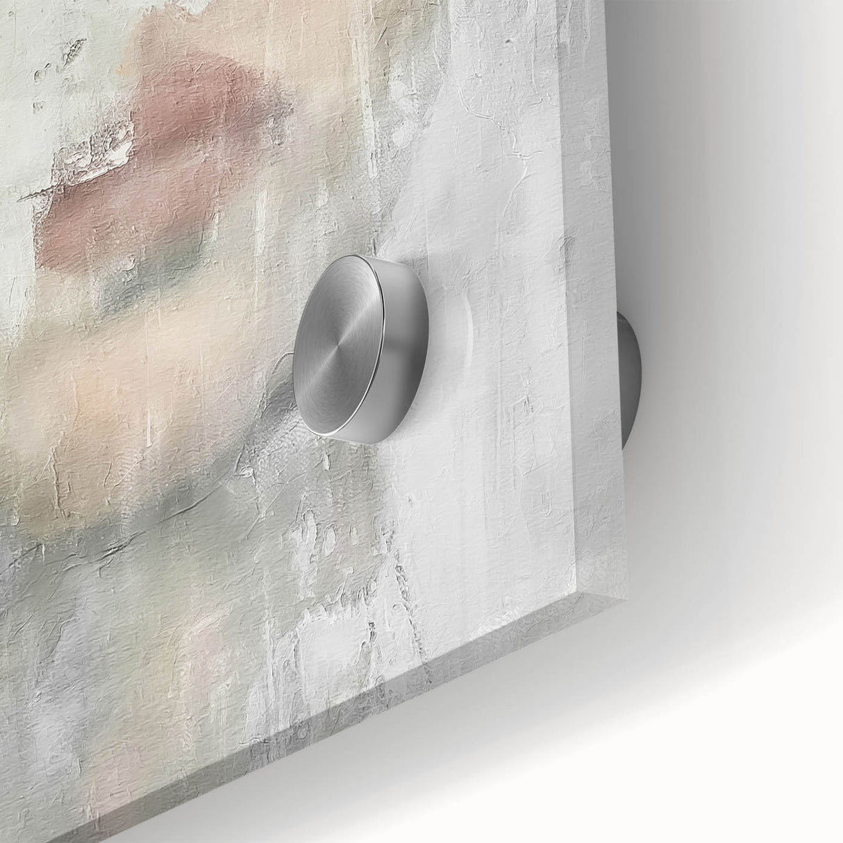 Close-up of vibrant abstract figurative wall art on acrylic glass, showcasing bold colors and fluid shapes, perfect for modern home decor and artistic expression.