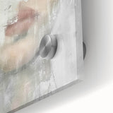 Close-up of vibrant abstract figurative wall art on acrylic glass, showcasing bold colors and fluid shapes, perfect for modern home decor and artistic expression.