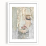 Abstract figurative wall art featuring vibrant colors and intricate patterns, framed with a white mat, perfect for modern home decor. Ideal for art enthusiasts looking to enhance their living space.