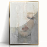 Framed abstract figurative wall art with a gold-acrylic finish, showcasing a modern design ideal for contemporary home decor. The artwork features vibrant colors and dynamic shapes that enhance any living space.