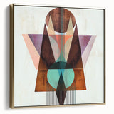 Abstract geometric framed canvas artwork in silver and gold hues, showcasing a modern design. Perfect for contemporary home decor, adding elegance to any space.