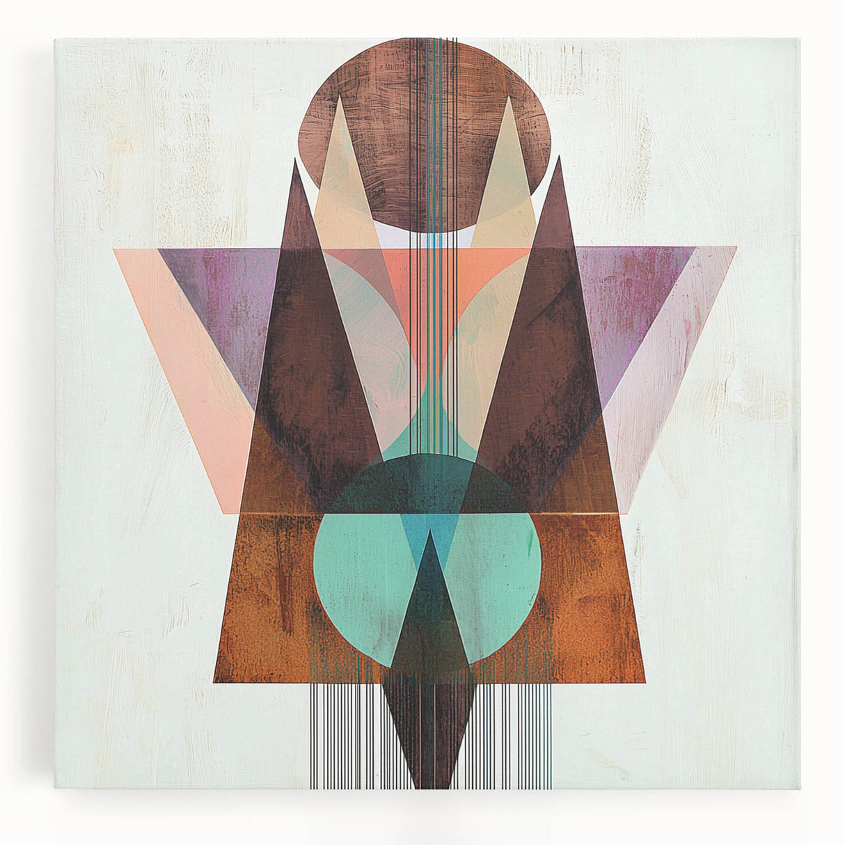 Abstract geometric canvas art showcasing vibrant colors and dynamic shapes, perfect for modern home decor. The artwork features a striking design that adds contemporary flair to any room.
