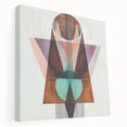 Abstract geometric canvas artwork showcasing vibrant colors and dynamic shapes, displayed from a side view, perfect for modern home decor or office spaces.