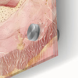 Close-up of abstract landscape wall art design printed on acrylic glass, showcasing vibrant colors and intricate textures, perfect for modern home decor.