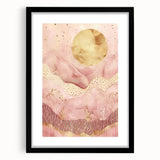 Abstract landscape wall art framed with a black mat, showcasing vibrant colors and modern design, perfect for enhancing contemporary home decor.