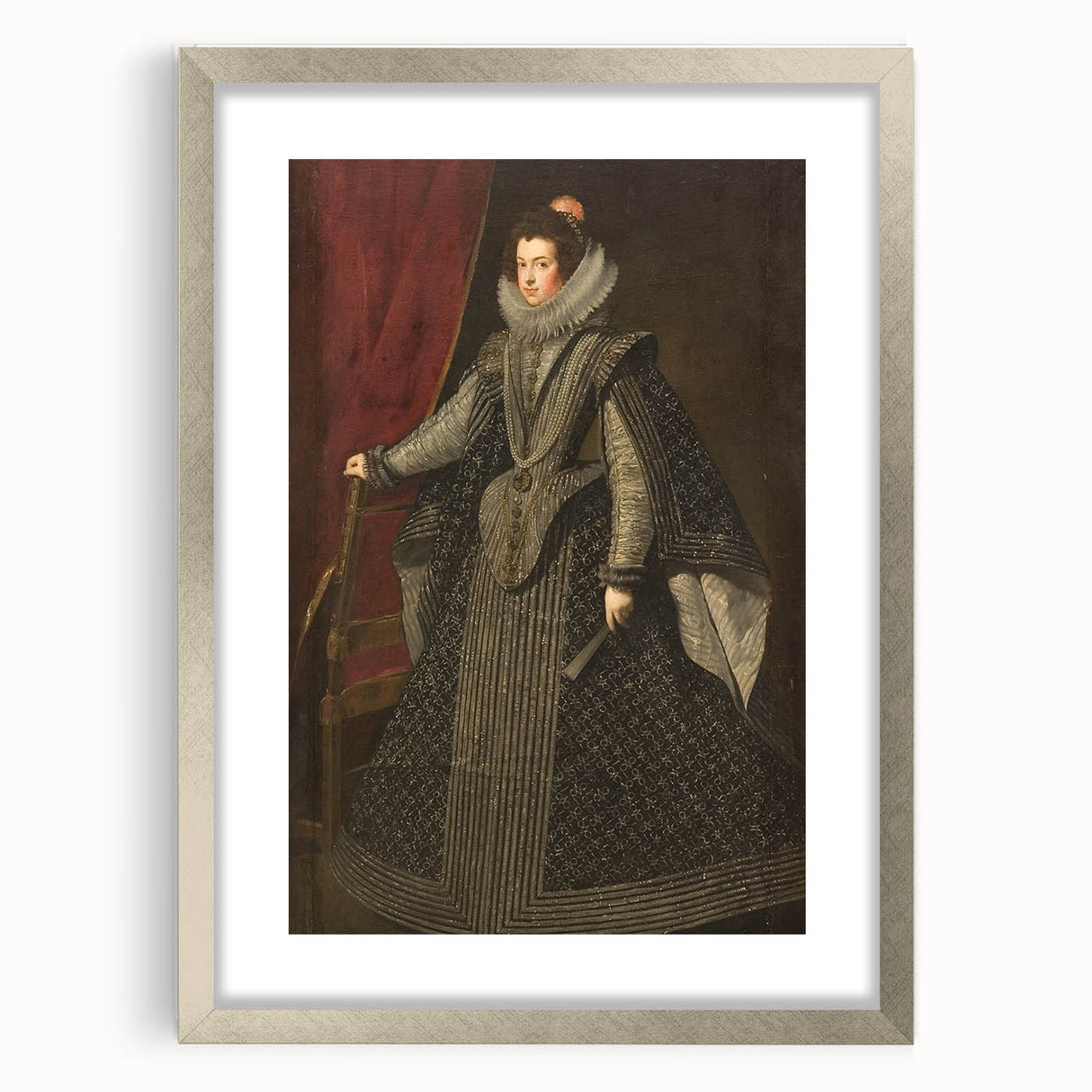 Baroque Portrait Art Print - Classic Black and Silver Wall Décor