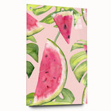 Acrylic print of large abstract fruit designs in vibrant colors, suitable for dining room or bedroom wall art.