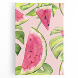 Large black and white stretched canvas featuring a variety of fruits, ideal for kitchen wall art.