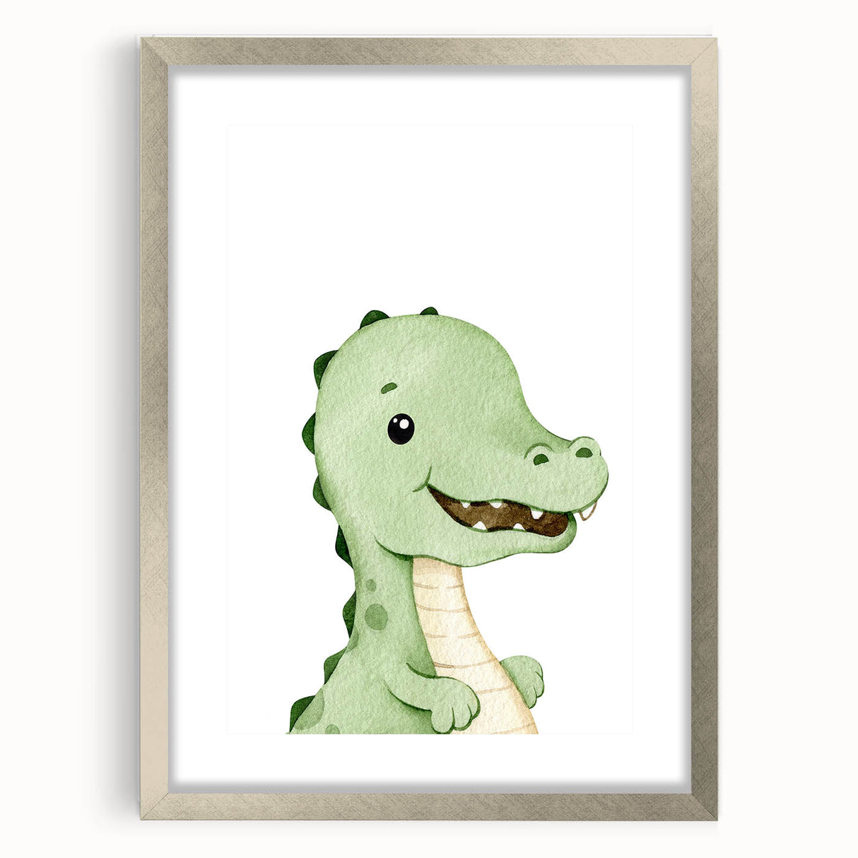 Acrylic Glass Art for Kids Rooms – Cute Watercolor Dinosaur Print