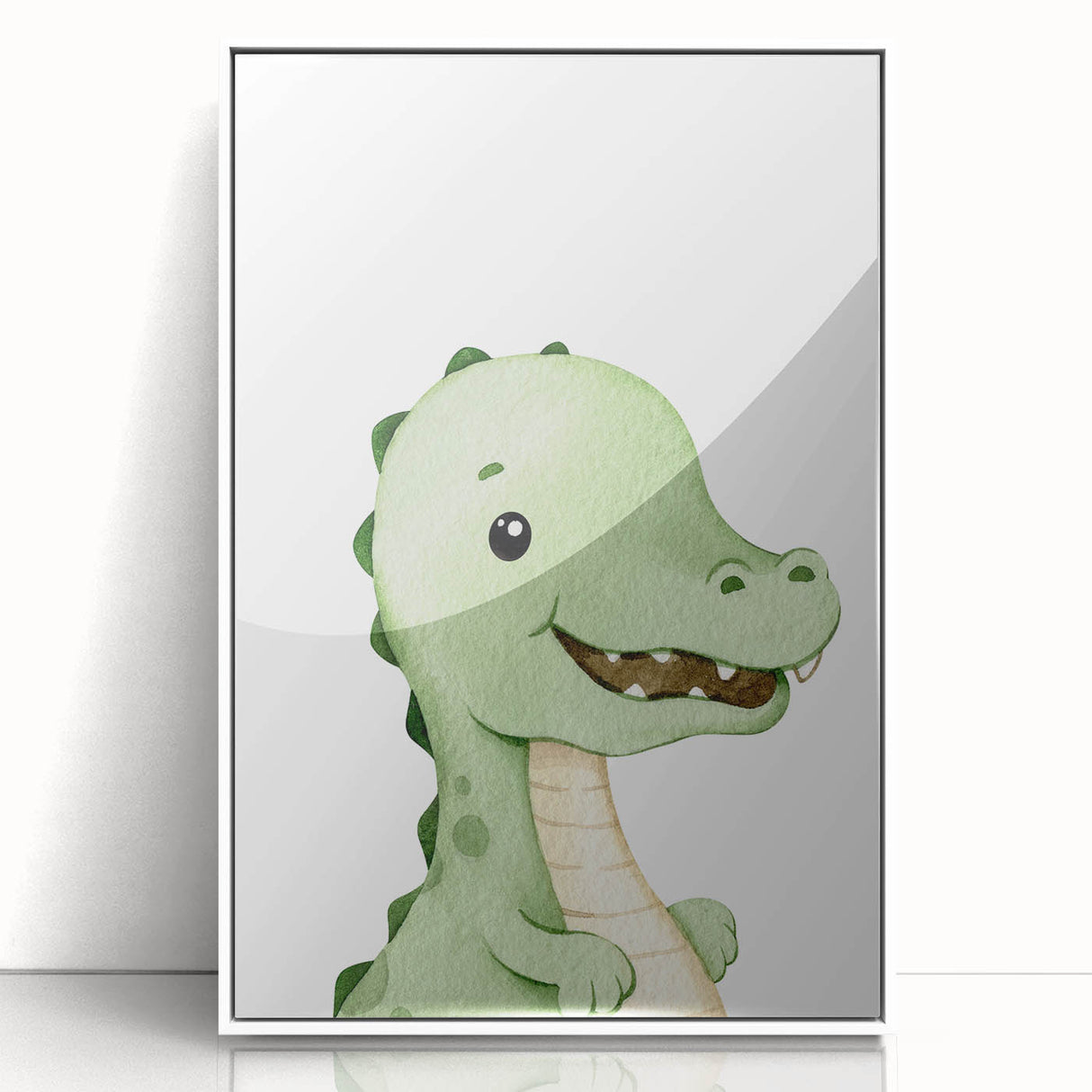 Acrylic Glass Art for Kids Rooms – Cute Watercolor Dinosaur Print