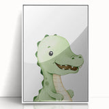 Acrylic Glass Art for Kids Rooms – Cute Watercolor Dinosaur Print