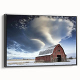 Landscape barn-framed canvas showcasing a black side view, highlighting its sleek design and modern aesthetic, perfect for enhancing contemporary home decor.