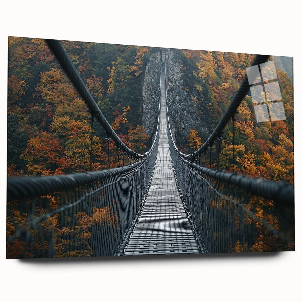 Acrylic glass landscape bridge model displayed from a side view, showcasing intricate design details and a sleek finish, ideal for modern decor.